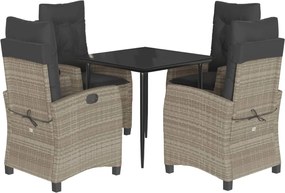 vidaXL Set mobilier de grădină cu perne, 5 piese gri deschis poliratan