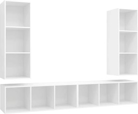 vidaXL Dulapuri TV suspendate, 4 buc. alb, lemn prelucrat