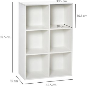 HOMCOM Mobile Libreria a 6 Cubi Moderno a Parete in Legno Bianco | Aosom Romania
