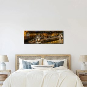 Tablou orașului nocturn (cu ceas) (90x30 cm)