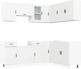 vidaXL Set dulap de bucătărie din 11 piese „Portor” Lemn prelucrat alb