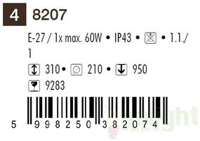 Pendul pentru exterior, inaltime reglabila, IP43, alb Velence 8207 RX