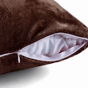 decoDoma Set de 2 fețe pernuțe din micropluș de culoarea ciocolatei 40 x 40 cm