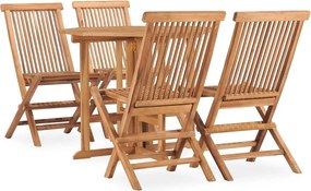 vidaXL Set mobilier de exterior pliabil, 5 piese, lemn masiv de tec