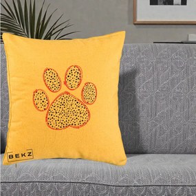 Perna Personalizata Labuta Dalmatian Roz Neon, 40x40 cm, Galben, Husa Detasabila, Perna Inclusa, BEKZ®