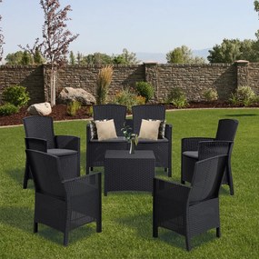 Set de mobilier de grădină Lima III cu 6 locuri, grafit