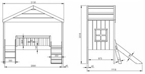 Pat Căsuță Housebed 90x200 cm cu Tobogan, pentru Copii, Alb – Vipack