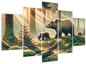 Tablou - Urși în pădure (150x105 cm)
