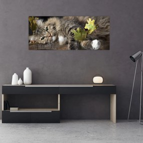 Tablou - Pisica mincinoasă (120x50 cm)