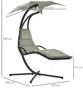 Outsunny Sezlong Suspendat cu Acoperiș, Relaxare de Lux, Design Modern, Confortabil, Gri, Perfect pentru Exterior | Aosom Romania