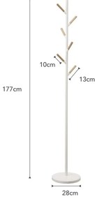 Cuier cu detalii din lemn de fag YAMAZAKI Plain Pole Hanger, alb