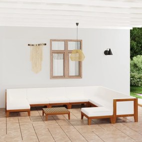 3058128 vidaXL Set mobilier grădină cu perne, 11 piese, lemn masiv de acacia