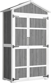 Outsunny Dulap de grădină Adăpost de grădină impermeabil cu acoperiș din metal Uși duble pentru unelte de grădină 105x55x179cm Gri | Aosom Romania