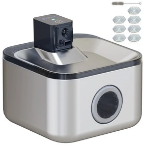 PawHut Fântână Automată pentru Pisici 4,2L din Oțel Inoxidabil, Silențioasă, Filtru 3 Etape, Încărcător USB, Argintiu | Aosom Romania