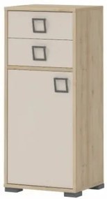 Cabinet din pal cu 2 sertare si 1 usa, pentru copii, Kiki OR12 Small Fag, l44xA37xH102 cm