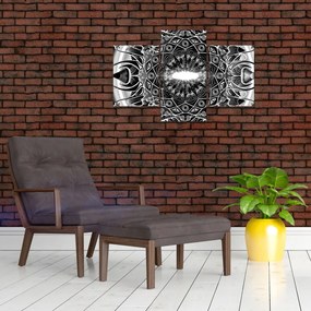 Tablou cu ornamente alb negre (90x60 cm)