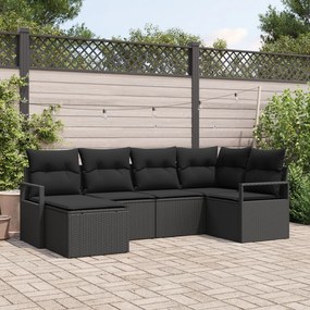 vidaXL Set de canapele pentru grădină 6 pcs Negru Rattan poli