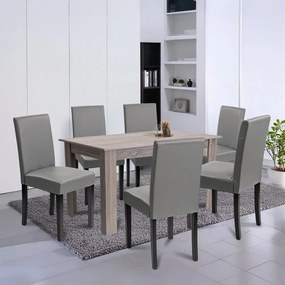 Set de masă Leon 6+1 stejar York gri