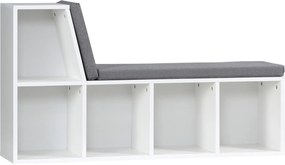 HOMCOM Bibliotecă Modulară cu 5 Rafturi Deschise și 2 Perne, Mobilier pentru Living, Dormitor și Birou, Gri Alb | Aosom Romania
