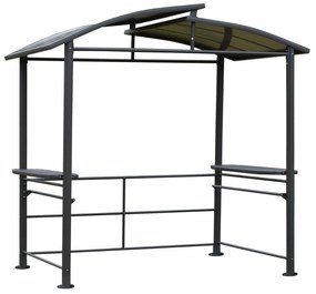Foisor de Gradina Outsunny din Otel, Acoperis Policarbonat, Rafturi 240x150x230cm, Gri | Aosom RO