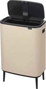Cos de gunoi Brabantia Bo Touch Hi 1010457, 60 l, Manere laterale, Picioare reglabile, Bej