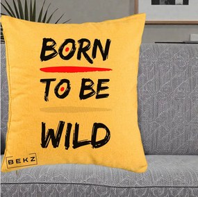 Perna Decorativa Born To Be Wild, 40x40 cm, Galben, Husa Detasabila, Perna Inclusa, BEKZ®