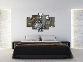 Tablou - decorațiuni argintii de Crăciun (150x105 cm)