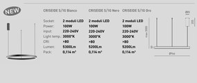 Lustra LED circulara diametru 96,6cm CRISEIDE, alb, negru sau auriu
