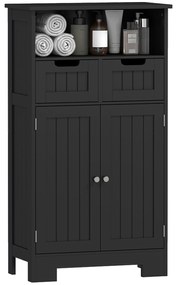 kleankin Mobilier Baie Multi-rangamente Mare Niche 2 sertare Dulap Ușă Dublă cu raft Negru | Aosom Romania