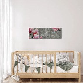 Tablou cu flori (cu ceas) (90x30 cm)