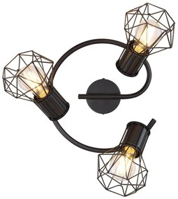 Plafoniera cu 3 spoturi design industrial PRISKA negru