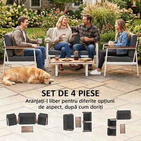 Outsunny Set Mobilier Grădină 4 Persoane: 2 Fotolii, Canapea, Măsuță | Aosom Romania