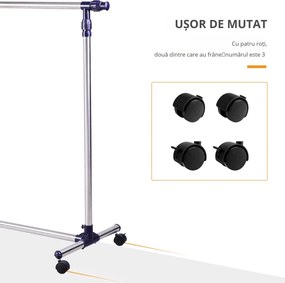 Cuier din inox cu roti HOMCOM, 160 x 170 cm, argintiu | Aosom Romania