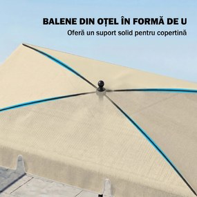 Outsunny Umbrelă pentru Grădină cu Înclinare Reglabilă și Stâlp din Aluminiu, 198x130x245 cm, Bej | Aosom Romania