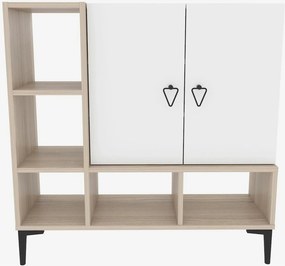 Pantofar Platin, alb/stejar, PAL melaminat, 100x35x100 cm
