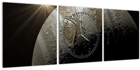 Tablou cu planetă în cosmos (cu ceas) (90x30 cm)