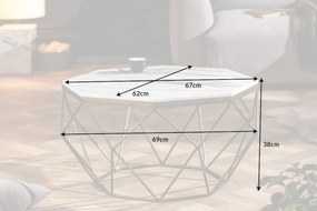 Masuta de cafea design minimalist Diamond 69cm, marmura alba
