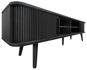 Comodă TV neagră cu aspect de lemn de stejar 178x50x40 cm Rove – Woodman