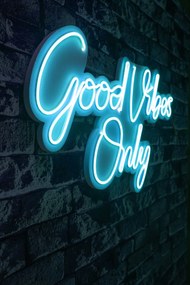 Decoratiune luminoasa LED de perete Good Vibes Only 2 Albastru 37x62x2 cm