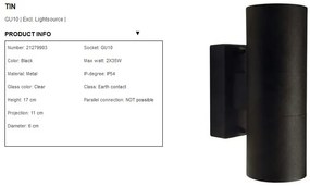 Aplica de perete exterior dubla, IP54 Tin negru 21279903 NL