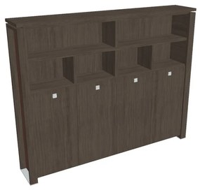 Dulap înalt pentru haine Verno+ S 260 x 46 x 210 cm, cu rafturi, stejar antracit / maro