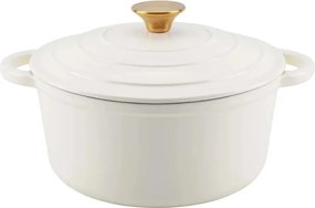 Oala fonta emailata cu capac Perfect Home 17922 28 cm, 6L, crem