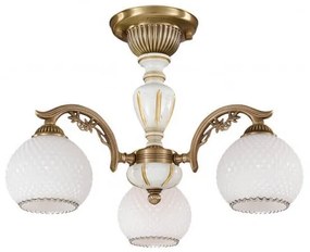 Lustra aplicata cu 3 brate clasic design italian din alama, sticla si lemn 8605 RA-PL. 8625/3