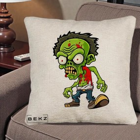 Perna Decorativa Zombie Halloween, 40x40 cm, Bej Canapea, Husa Detasabila, Perna Inclusa, BEKZ®
