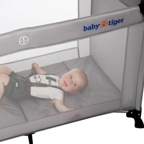 Pătuț de voiaj Baby Tiger VIKI gri KINDERKRAFT