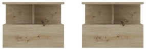 Set 2 Noptiere suspendate Kabi, 1 Usa, Stejar Artisan, 45 x 30 x 34 cm
