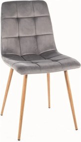 Scaun MILA D, gri/stejar, stofa catifelata/metal, 45x41x86 cm