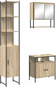 vidaXL Set de mobilier pentru baie 3 pcs Stejar Sonoma Lemn compozit