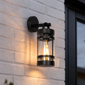 Lampă de perete exterioară industrială neagră IP44 - Ruben
