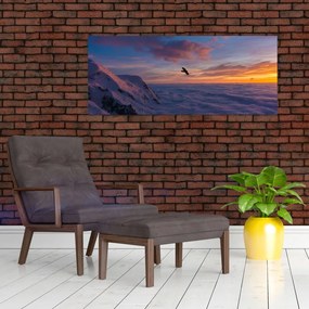Tablou în apus de soare, Mont Blanc (120x50 cm)